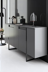 Meubelsets - Meubelset Antraciet Luxe - Salontafel + TV Meubel + Dressoir - Zwart Frame - Dimehouse