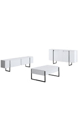 Meubelsets - Meubelset Wit Luxe - Salontafel + TV Meubel + Dressoir - Zwart Frame - Dimehouse
