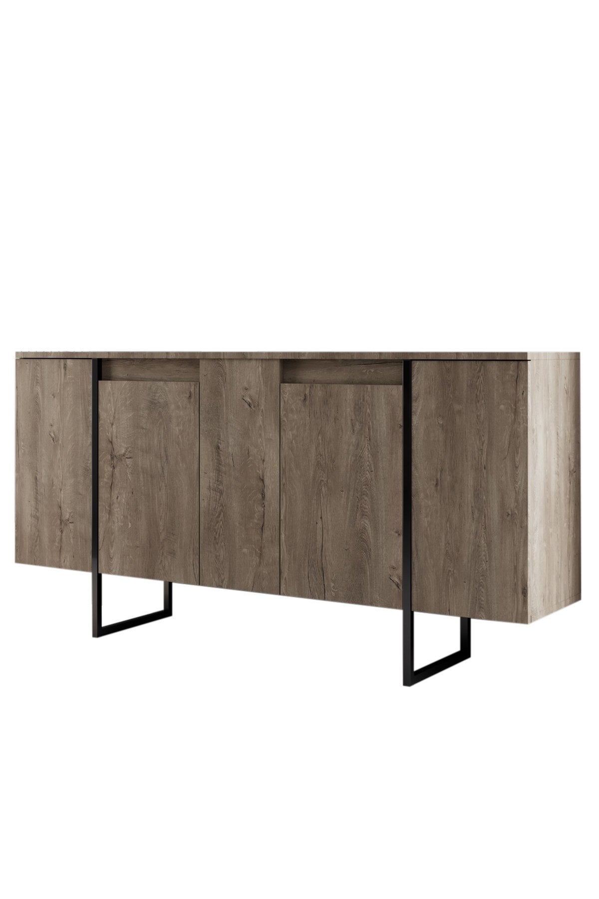Meubelsets - Meubelset Walnoot Luxe - Salontafel + TV Meubel + Dressoir - Zwart Frame - Dimehouse