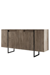 Meubelsets - Meubelset Walnoot Luxe - Salontafel + TV Meubel + Dressoir - Zwart Frame - Dimehouse