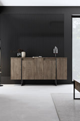 Meubelsets - Meubelset Walnoot Luxe - Salontafel + TV Meubel + Dressoir - Zwart Frame - Dimehouse