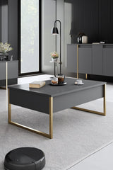 Meubelsets - Meubelset Antraciet Luxe - Salontafel + TV Meubel + Dressoir - Gouden Frame - Dimehouse