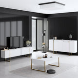 Meubelsets - Meubelset Wit Luxe - Salontafel + TV Meubel + Dressoir - Gouden Frame - Dimehouse