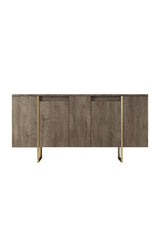 Meubelsets - Meubelset Walnoot Luxe - Salontafel + TV Meubel + Dressoir - Gouden Frame - Dimehouse