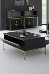 Salontafels - Rechthoekige Salontafel Antraciet Lord 90x60 - Gouden Frame - Dimehouse