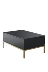 Salontafels - Rechthoekige Salontafel Antraciet Lord 90x60 - Gouden Frame - Dimehouse