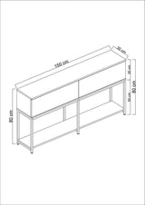 Dressoirs - Modern Dressoir Antraciet Lord 150x30x80 - Zilver Frame - Twee Vakken - Dimehouse