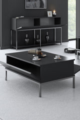 Salontafels - Rechthoekige Salontafel Antraciet Lord 90x60 - Zilver Frame - Dimehouse