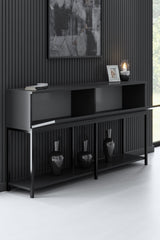 Dressoirs - Modern Dressoir Antraciet Lord 150x30x80 - Zwart Frame - Twee Vakken - Dimehouse