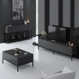 Meubelsets - Meubelset Antraciet Lord - Salontafel + TV Meubel + Dressoir - Zwart Frame - Dimehouse