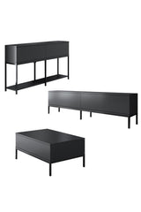 Meubelsets - Meubelset Antraciet Lord - Salontafel + TV Meubel + Dressoir - Zwart Frame - Dimehouse