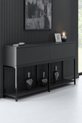 Meubelsets - Meubelset Antraciet Lord - Salontafel + TV Meubel + Dressoir - Zwart Frame - Dimehouse