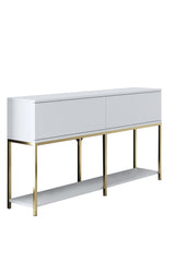 Dressoirs - Modern Dressoir Wit Lord 150x30x80 - Gouden Frame - Twee Vakken - Dimehouse