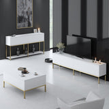 Meubelsets - Meubelset Wit Lord - Salontafel + TV Meubel + Dressoir - Gouden Frame - Dimehouse