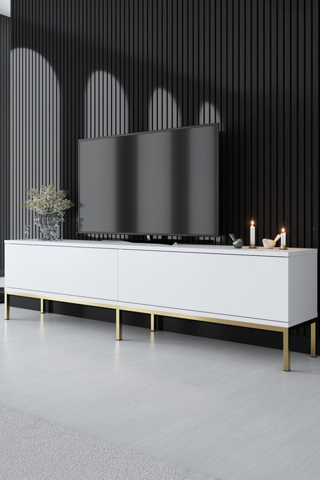 Meubelsets - Meubelset Wit Lord - Salontafel + TV Meubel + Dressoir - Gouden Frame - Dimehouse
