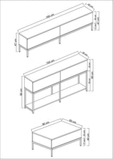 Meubelsets - Meubelset Wit Lord - Salontafel + TV Meubel + Dressoir - Zilver Frame - Dimehouse