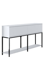 Dressoirs - Modern Dressoir Wit Lord 150x30x80 - Zwart Frame - Twee Vakken - Dimehouse