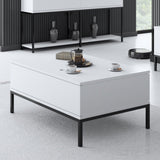 Salontafels - Rechthoekige Salontafel Wit Lord 90x60 - Zwart Frame - Dimehouse