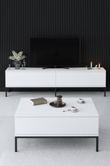 Salontafels - Rechthoekige Salontafel Wit Lord 90x60 - Zwart Frame - Dimehouse