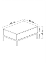 Salontafels - Rechthoekige Salontafel Wit Lord 90x60 - Zwart Frame - Dimehouse