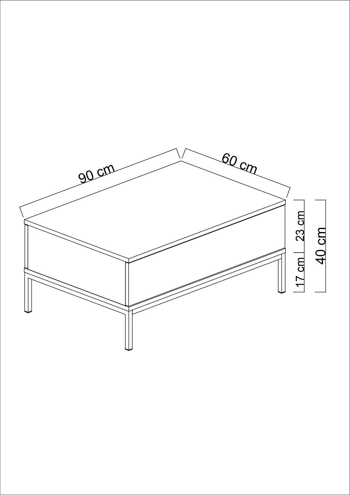 Salontafels - Rechthoekige Salontafel Zwart Lord 90x60 - Zilver Frame - Dimehouse