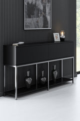 Meubelsets - Meubelset Zwart Lord - Salontafel + TV Meubel + Dressoir - Zilver Frame - Dimehouse