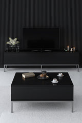 Meubelsets - Meubelset Zwart Lord - Salontafel + TV Meubel + Dressoir - Zilver Frame - Dimehouse