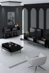 Meubelsets - Meubelset Zwart Lord - Salontafel + TV Meubel + Dressoir - Zilver Frame - Dimehouse