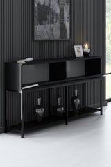 Dressoirs - Modern Dressoir Zwart Lord 150x30x80 - Twee Vakken - Dimehouse