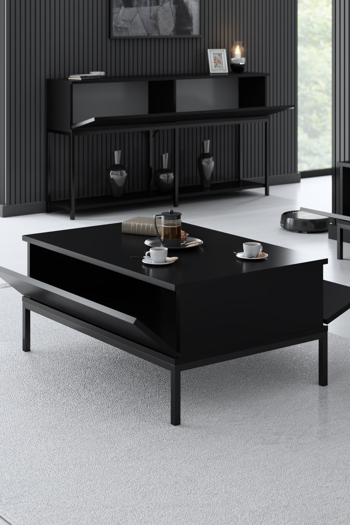 Salontafels - Rechthoekige Salontafel Zwart Lord 90x60 - Zwart Frame - Dimehouse