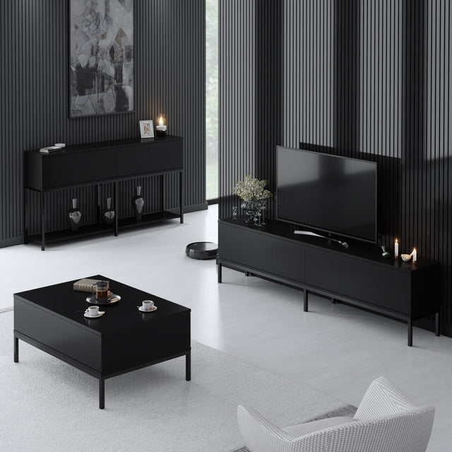 Meubelsets - Meubelset Zwart Lord - Salontafel + TV Meubel + Dressoir - Zwart Frame - Dimehouse