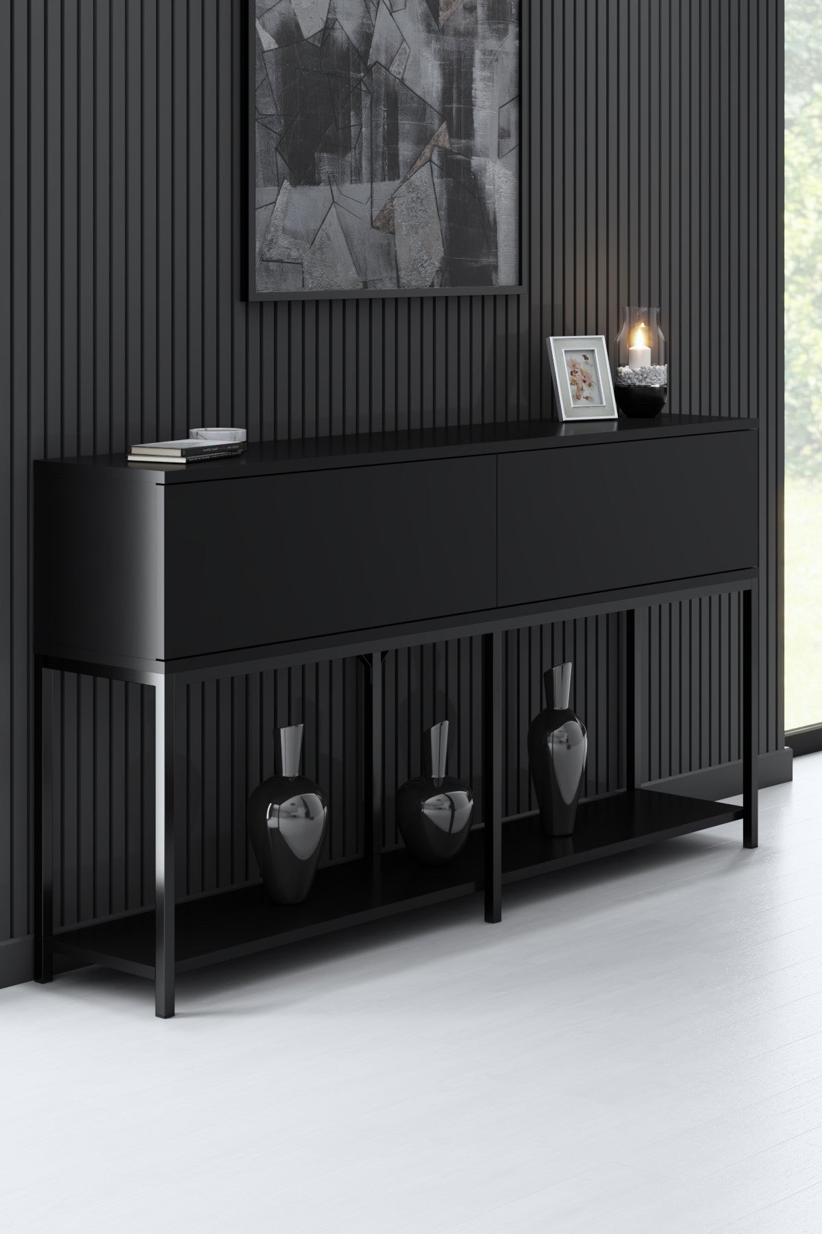 Meubelsets - Meubelset Zwart Lord - Salontafel + TV Meubel + Dressoir - Zwart Frame - Dimehouse