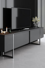 Meubelsets - Meubelset Antraciet Luxe - Salontafel + TV Meubel + Dressoir - Zilver Frame - Dimehouse