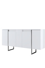 Meubelsets - Meubelset Wit Luxe - Salontafel + TV Meubel + Dressoir Luxe - Zilver Frame - Dimehouse