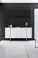 Meubelsets - Meubelset Wit Luxe - Salontafel + TV Meubel + Dressoir Luxe - Zilver Frame - Dimehouse