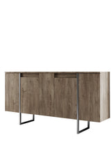 Meubelsets - Meubelset Walnoot Luxe - Salontafel + TV Meubel + Dressoir - Zilver Frame - Dimehouse