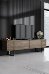 Meubelsets - Meubelset Walnoot Luxe - Salontafel + TV Meubel + Dressoir - Zilver Frame - Dimehouse