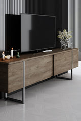 Meubelsets - Meubelset Walnoot Luxe - Salontafel + TV Meubel + Dressoir - Zilver Frame - Dimehouse