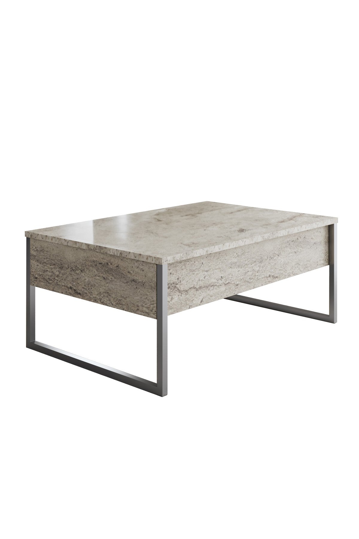 Salontafels - Rechthoekige Salontafel Travertin Luxe 90x60 - Zilver Frame - Dimehouse