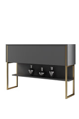 Dressoirs - Modern Dressoir Antraciet Luxe 120x80x30 - Gouden Frame - Eén Vak - Dimehouse