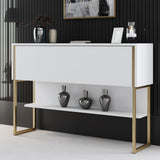 Dressoirs - Modern Dressoir Wit Luxe 120x80x30 - Gouden Frame - Eén Vak - Dimehouse