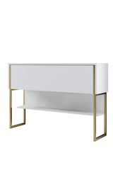 Dressoirs - Modern Dressoir Wit Luxe 120x80x30 - Gouden Frame - Eén Vak - Dimehouse