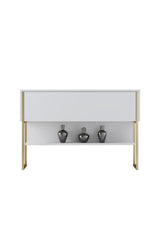 Dressoirs - Modern Dressoir Wit Luxe 120x80x30 - Gouden Frame - Eén Vak - Dimehouse
