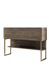 Dressoirs - Modern Dressoir Walnoot Luxe 120x80x30 - Gouden Frame - Eén Vak - Dimehouse
