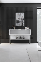 Dressoirs - Modern Dressoir Wit Luxe 120x80x30 - Zilver Frame - Eén Vak - Dimehouse