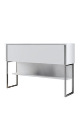 Dressoirs - Modern Dressoir Wit Luxe 120x80x30 - Zilver Frame - Eén Vak - Dimehouse