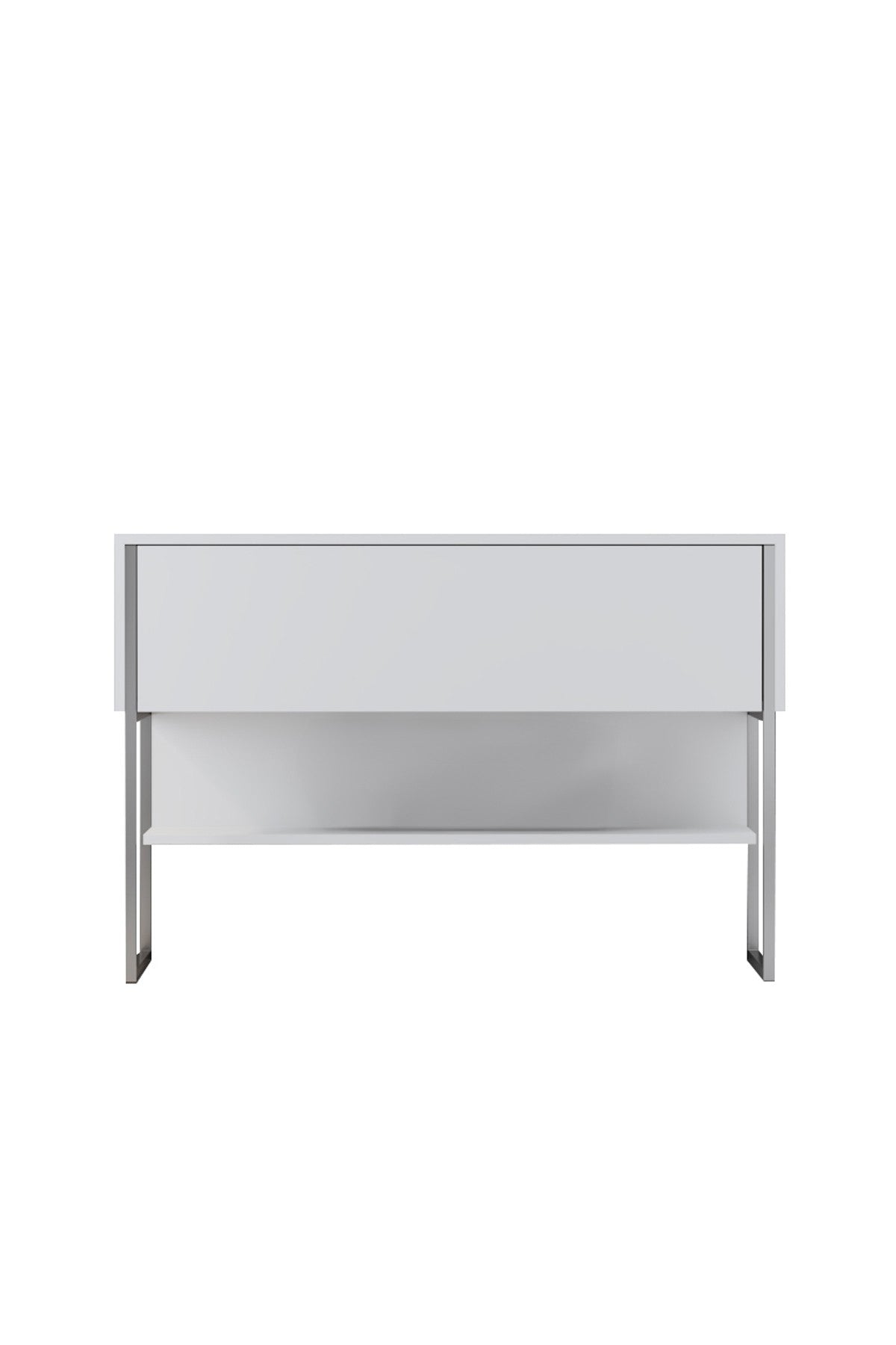 Dressoirs - Modern Dressoir Wit Luxe 120x80x30 - Zilver Frame - Eén Vak - Dimehouse