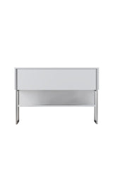 Dressoirs - Modern Dressoir Wit Luxe 120x80x30 - Zilver Frame - Eén Vak - Dimehouse