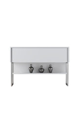 Dressoirs - Modern Dressoir Wit Luxe 120x80x30 - Zilver Frame - Eén Vak - Dimehouse