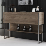 Dressoirs - Modern Dressoir Walnoot Luxe 120x80x30 - Zilver Frame - Eén Vak - Dimehouse